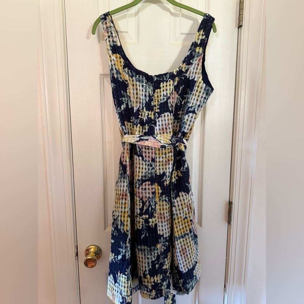Anne Klein Navy Floral Midi Dress